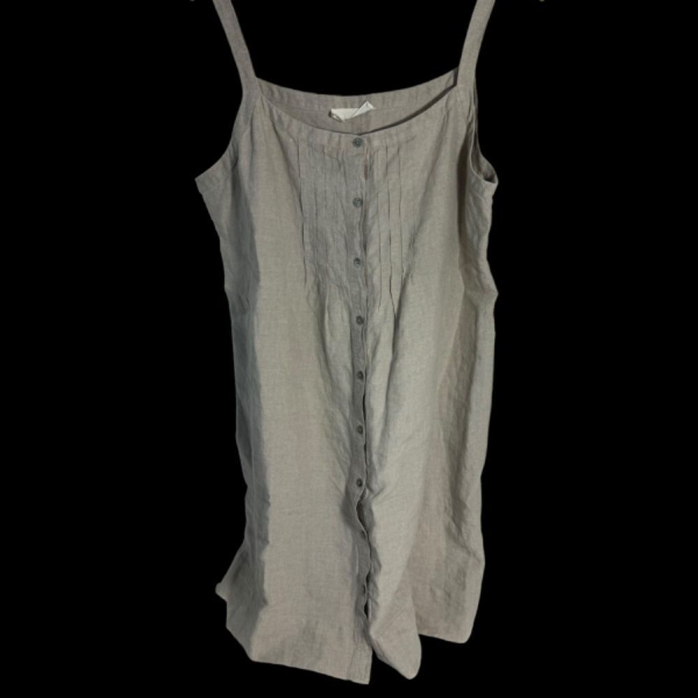 Eileen Fisher Oatmeal 100% Organic Linen Dress Sz L